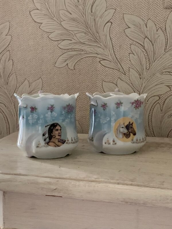 Two Matching Vintage/Victorian Brandenburg Mustache Cups