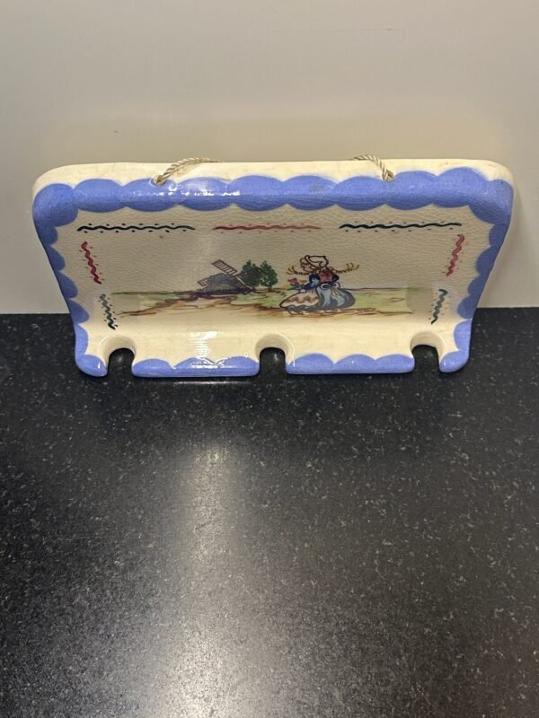 Unique Vintage Toothbrush Holder with Charming Hand Painted Dutch Scene - Image 2