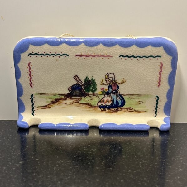 Unique Vintage Toothbrush Holder with Charming Hand Painted Dutch Scene