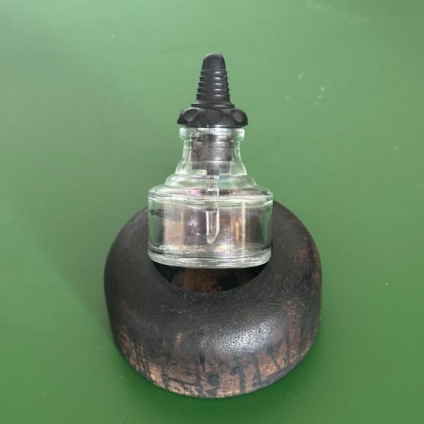 Vintage Inkwell with Dropper in a Wooden Holder - Image 2