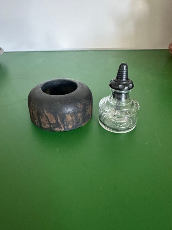 Vintage Inkwell with Dropper in a Wooden Holder - Image 9