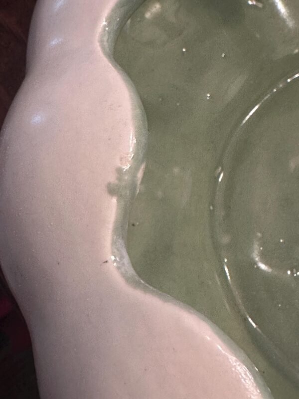 1930s-1940s Red Wing Console Bowl or Planter Moss Green and White - Image 10