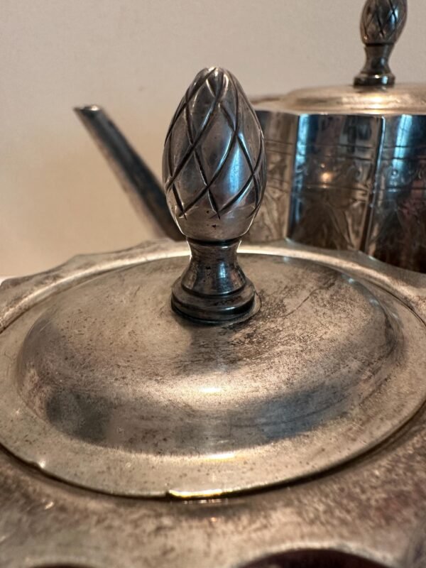 Unique Vintage International Silver Co. Teapot, Sugar Bowl and Creamer - Image 4