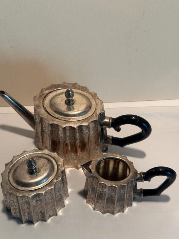 Unique Vintage International Silver Co. Teapot, Sugar Bowl and Creamer - Image 3