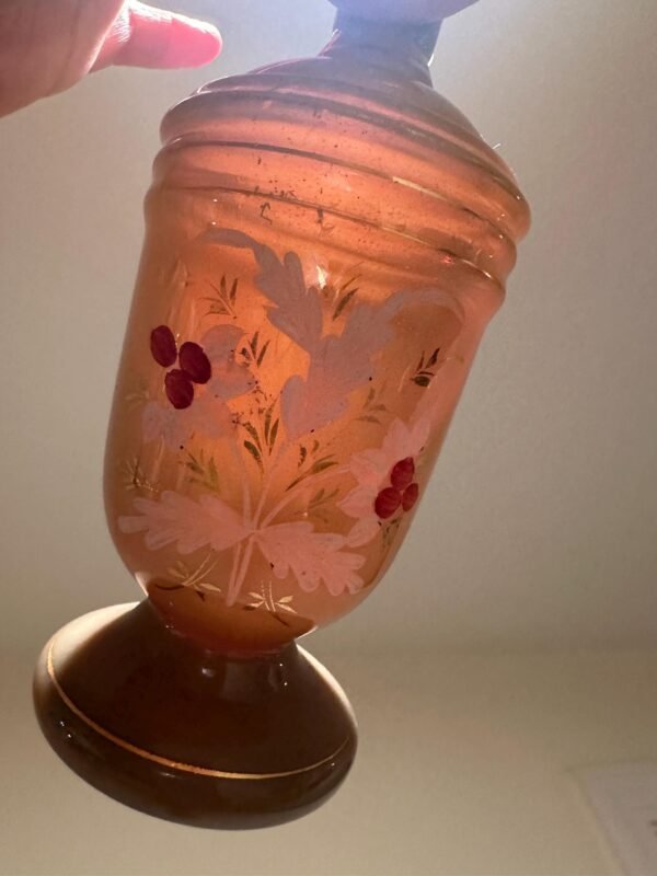 Victorian Era Bristol Glass Fireglow Enameled Glass Vase - Image 8