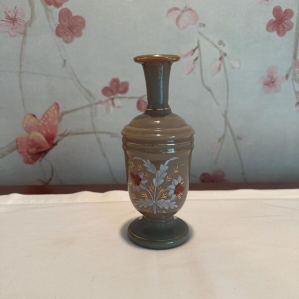 Victorian Era Bristol Glass Fireglow Enameled Glass Vase