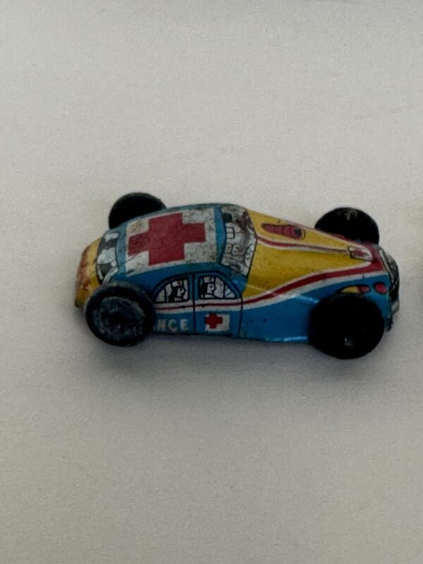 Vintage Set of 3 Mini Tin Litho Cars Japan Police Taxi and Ambulance - Image 6