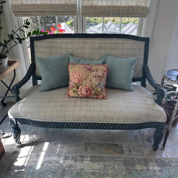 Vintage Floral Barkcloth Accent Pillow - Image 9