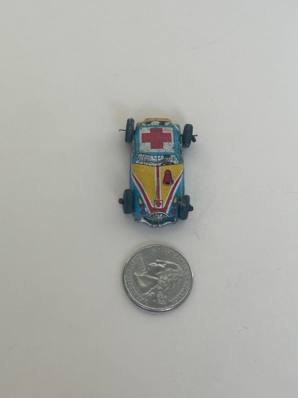 Vintage Set of 3 Mini Tin Litho Cars Japan Police Taxi and Ambulance - Image 4