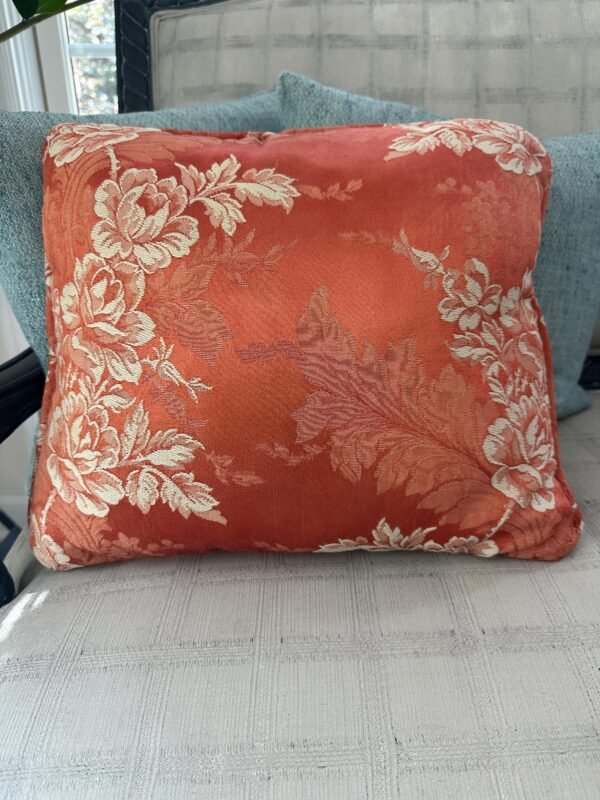 Vintage Floral Barkcloth Accent Pillow - Image 4
