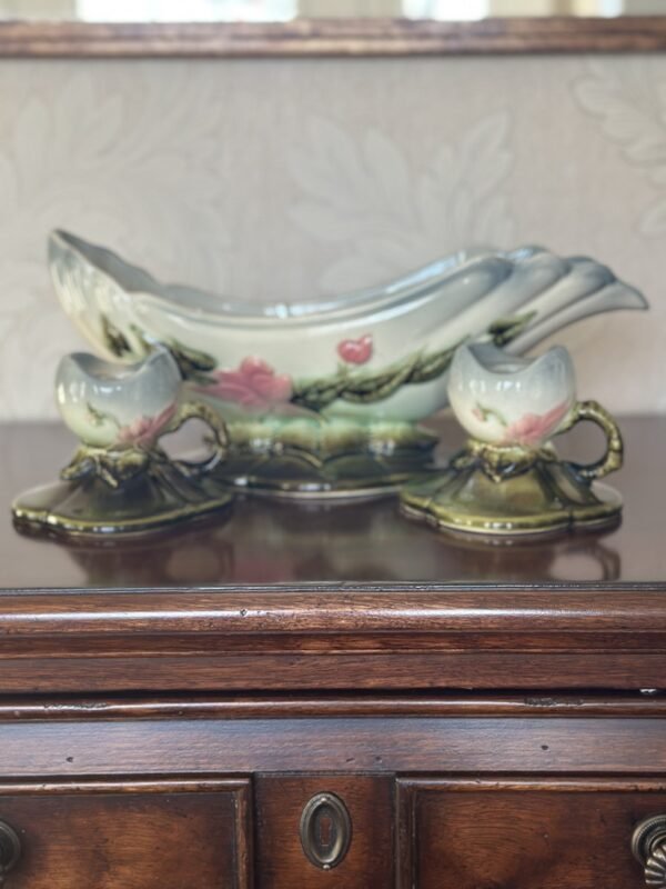 Hull Woodland 1950s Console Bowl and Matching Candlestick Holders - Image 7