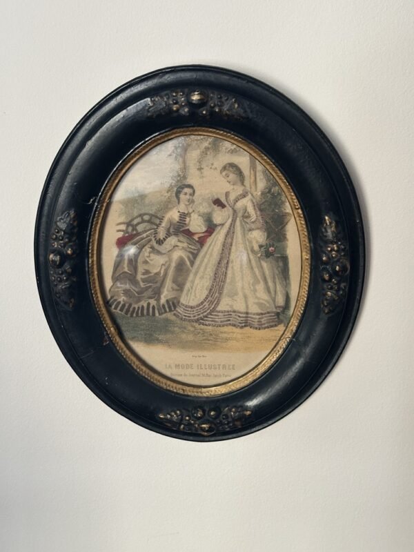 Antique Wood and Gesso Frame with Vintage La Mode Illustree print