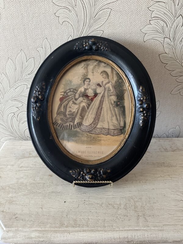 Antique Wood and Gesso Frame with Vintage La Mode Illustree print - Image 6