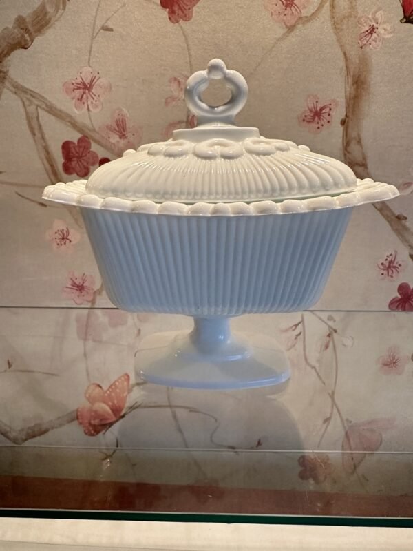 1960s Milk Glass Pedestal Candy Jar by Indiana Glass - Image 2