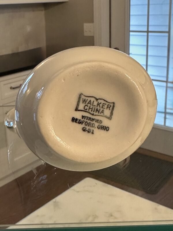1950s Walker China Co Vitrified Cream Pitcher Restaurant Ware - Image 4