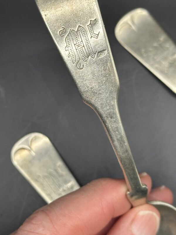 3 Antique Brazil Silver Teaspoons Monogrammed with Letters Mc - Image 5