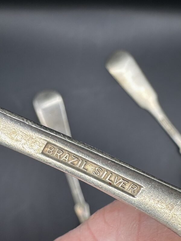 3 Antique Brazil Silver Teaspoons Monogrammed with Letters Mc - Image 4