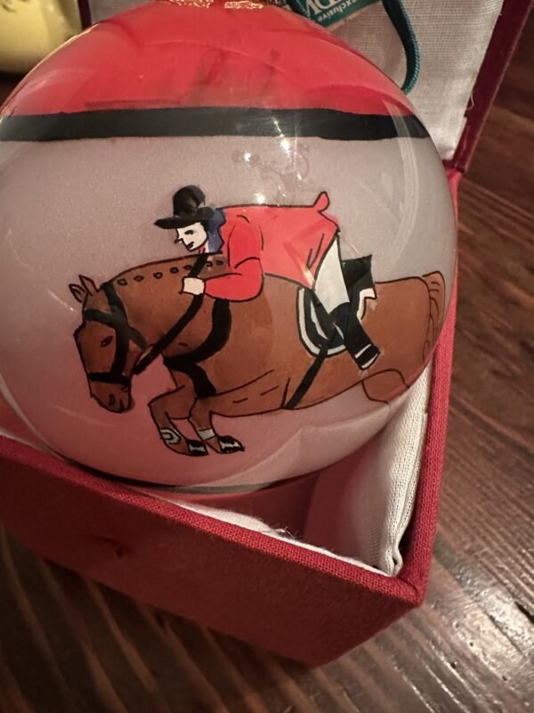Vintage Reverse Painted Horse and Jockey Christmas Ornament - Image 5