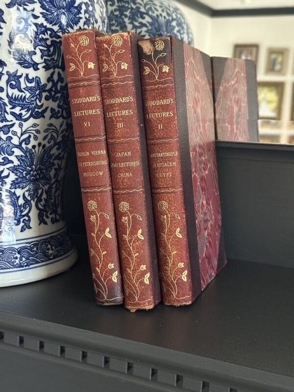3 Antique John Stoddard Travel Books Stackable Home Decor - Image 4