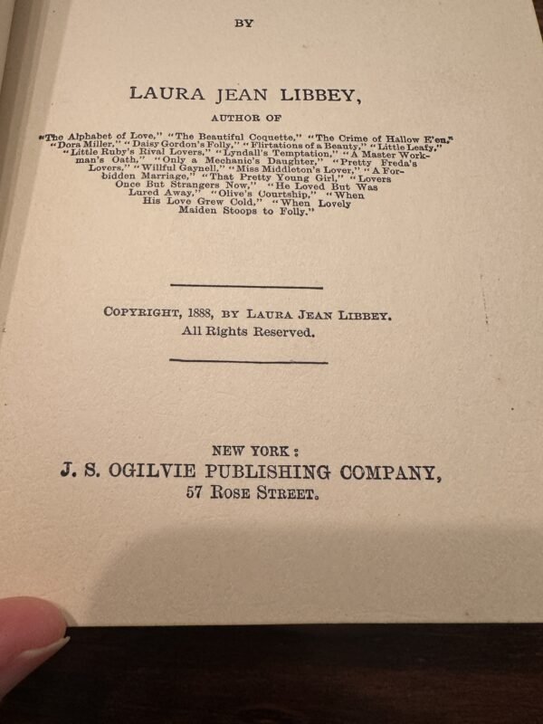1888 First Edition of A Forbidden Marriage by Laura Jean Libbey - Image 4