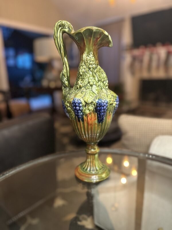 1960s-1970s Arnels Majolica Ewer Pitcher with Grapes and Leaves - Image 5