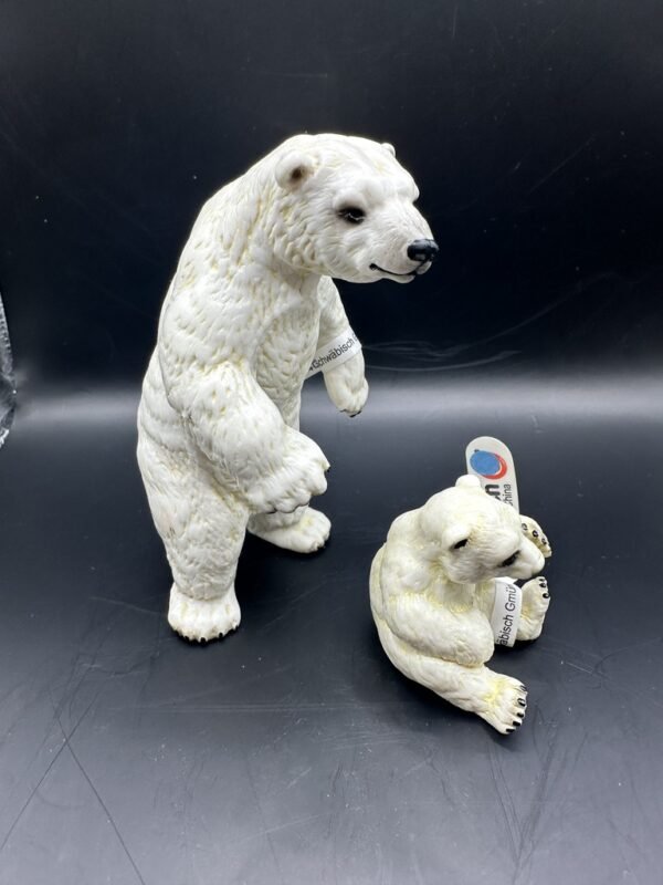 Vintage Schleich Polar Bear and Cub Collectible Plastic Figures - Image 5