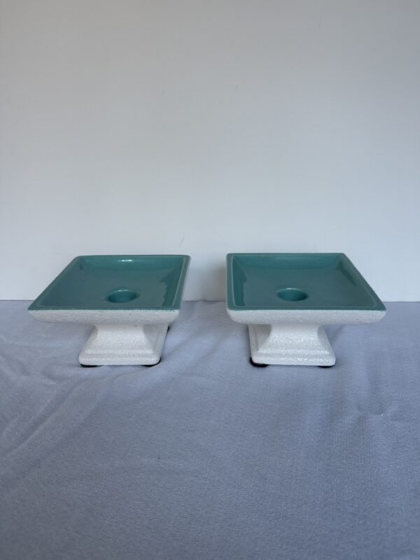 1970s MCM Pair of Haeger Pottery Candlestick Holders - Image 3