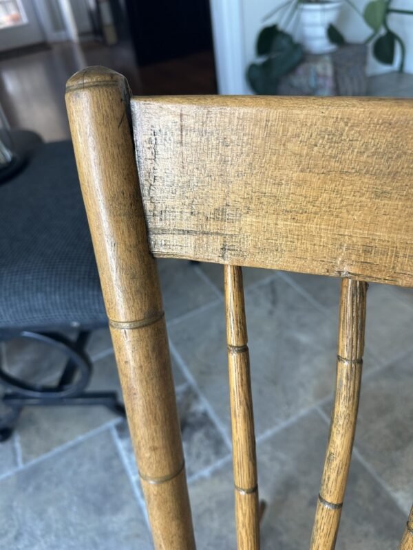 Antique Primitive Wooden Sewing Chair Hand Hewn - Image 6