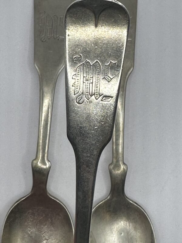 3 Antique Brazil Silver Teaspoons Monogrammed with Letters Mc - Image 3