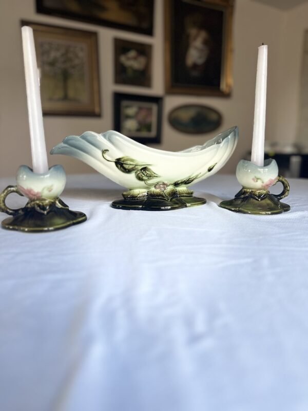 Hull Woodland 1950s Console Bowl and Matching Candlestick Holders - Image 5