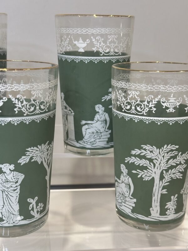 Vintage MCM Jeanette Glass Co Grecian Glassware Tumblers & Bowl - Image 2