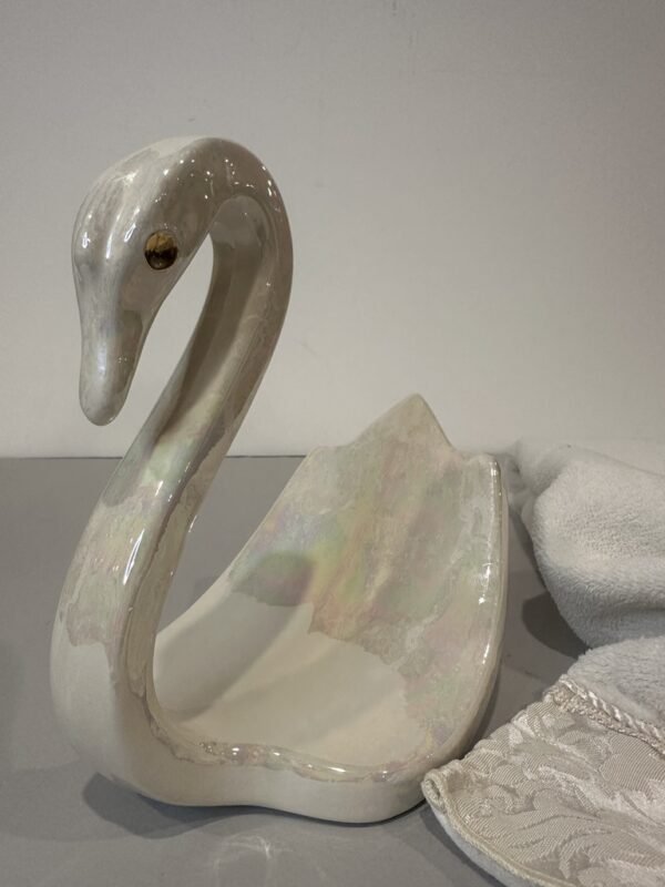 1970s Swan Bathroom Towel Holder, Iridescent Powder Room Decor