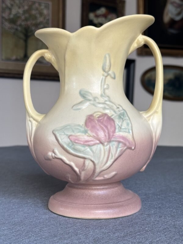 Vintage Hull Magnolia 2 Handled Ewer Shaped Vase No. 3 - Image 5