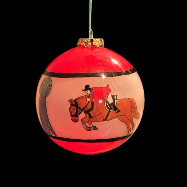 Vintage Reverse Painted Horse and Jockey Christmas Ornament
