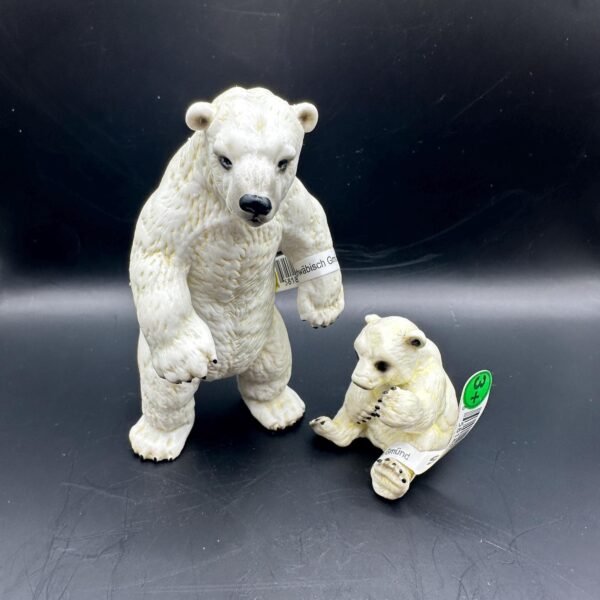Vintage Schleich Polar Bear and Cub Collectible Plastic Figures