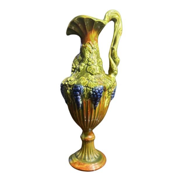 1960s-1970s Arnels Majolica Ewer Pitcher with Grapes and Leaves