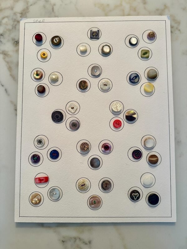 Vintage Unique Button Collection Mounted on a Display Card