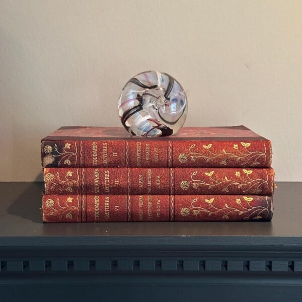 3 Antique John Stoddard Travel Books Stackable Home Decor