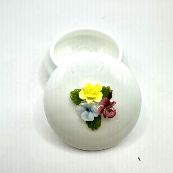 Vintage Coalport China Trinket Box with Delicate Applied Flowers