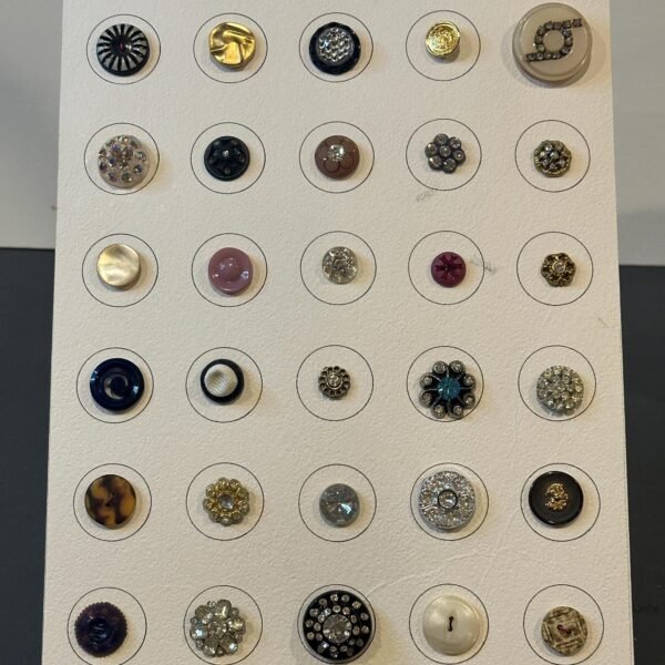 Vintage Unique Button Collection Mounted on a Display Card