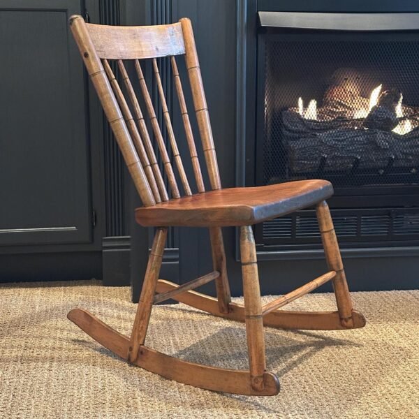Antique Primitive Wooden Sewing Chair Hand Hewn