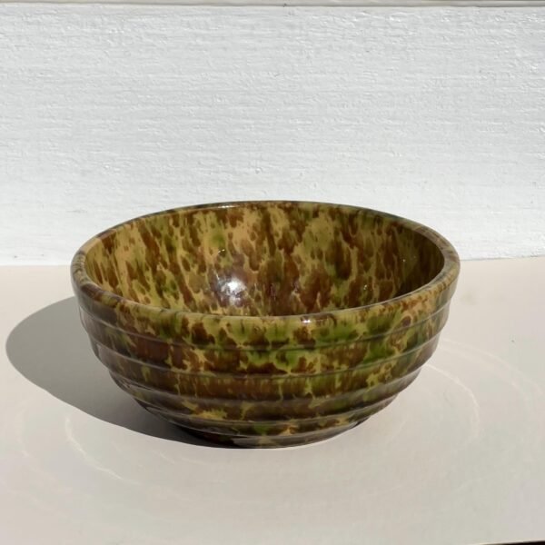 Vintage Morton Pottery Co. Ribbed Yellow Ware Mixing Bowl