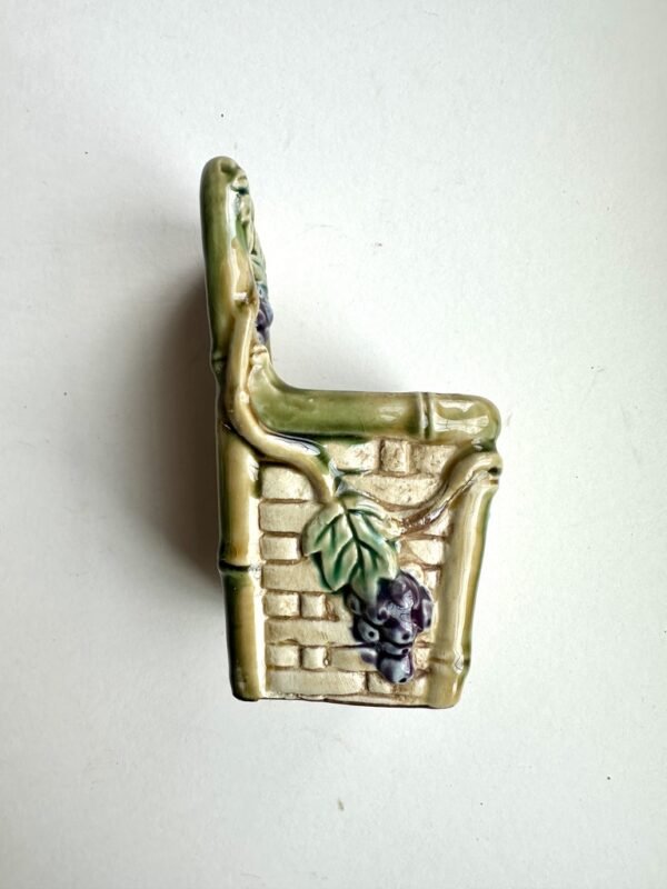Vintage Majolica Pottery Wall Pocket Vase Handpainted - Image 2