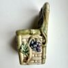 Vintage Majolica Pottery Wall Pocket Vase Handpainted - Image 4