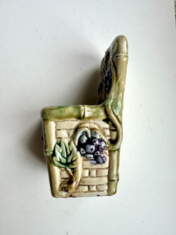 Vintage Majolica Pottery Wall Pocket Vase Handpainted - Image 4