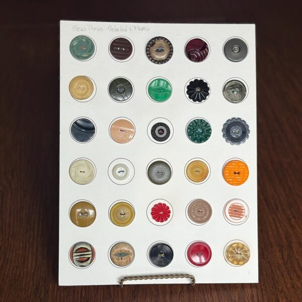 30 Vintage Unique Button Collection Mounted on a Display Card