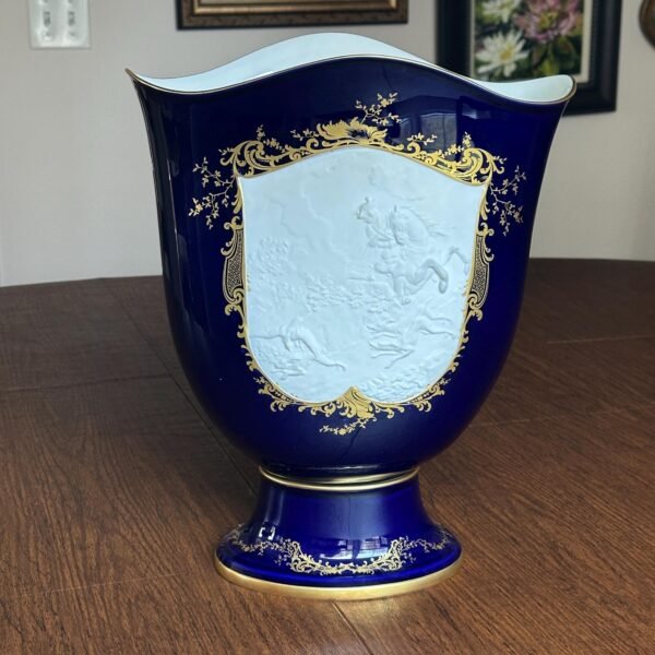 Rare Kaiser W German Porcelain Cobalt Blue Bas-Relief large vase